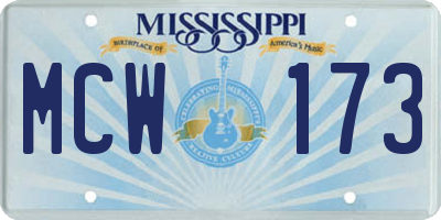 MS license plate MCW173