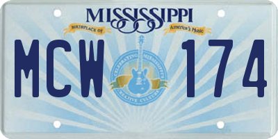 MS license plate MCW174