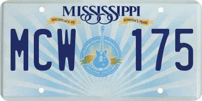 MS license plate MCW175