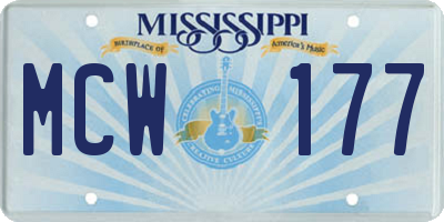 MS license plate MCW177