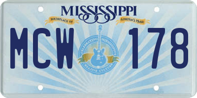 MS license plate MCW178