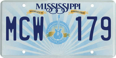 MS license plate MCW179