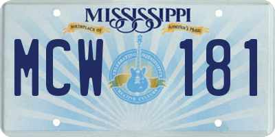MS license plate MCW181