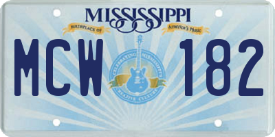 MS license plate MCW182