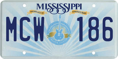 MS license plate MCW186