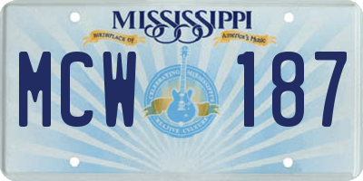 MS license plate MCW187