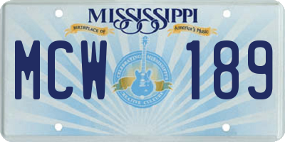 MS license plate MCW189