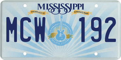 MS license plate MCW192