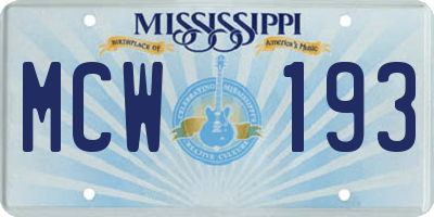 MS license plate MCW193