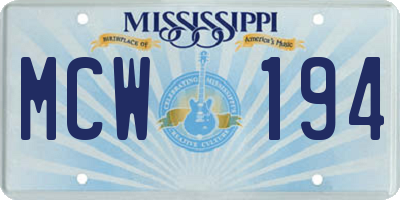MS license plate MCW194