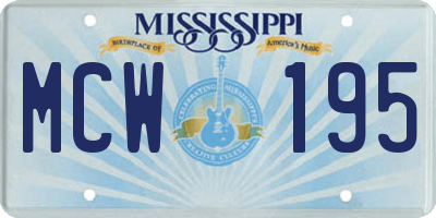 MS license plate MCW195