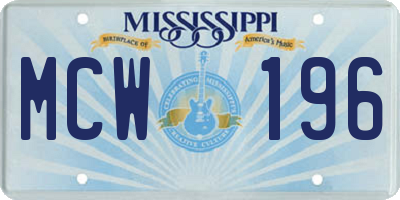 MS license plate MCW196