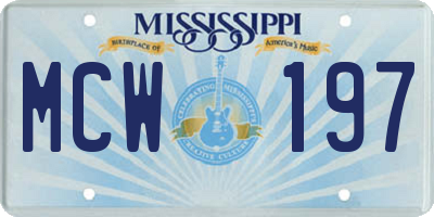 MS license plate MCW197
