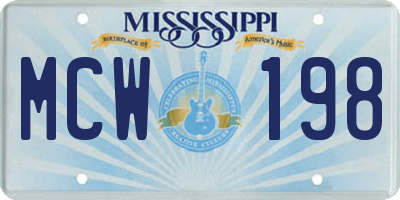 MS license plate MCW198