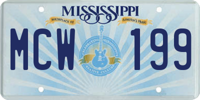 MS license plate MCW199