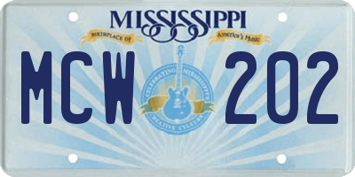 MS license plate MCW202
