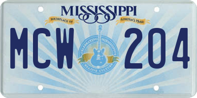 MS license plate MCW204