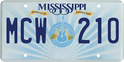 MS license plate MCW210