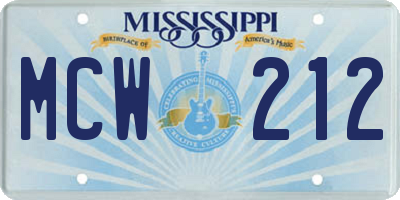 MS license plate MCW212