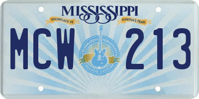 MS license plate MCW213