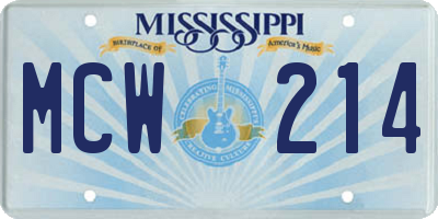 MS license plate MCW214