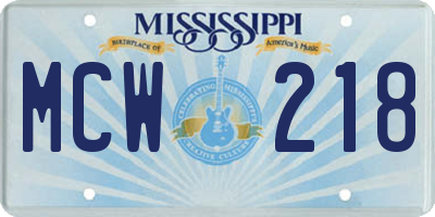 MS license plate MCW218