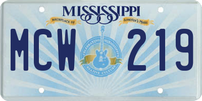 MS license plate MCW219