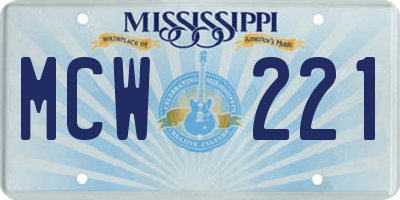 MS license plate MCW221