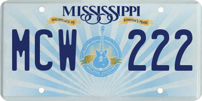 MS license plate MCW222