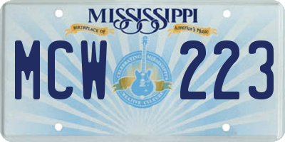 MS license plate MCW223