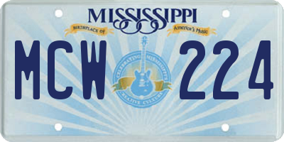 MS license plate MCW224