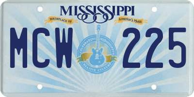 MS license plate MCW225