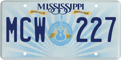 MS license plate MCW227