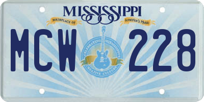 MS license plate MCW228