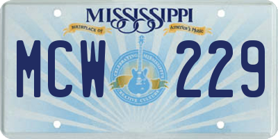 MS license plate MCW229