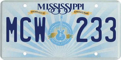 MS license plate MCW233