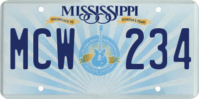 MS license plate MCW234