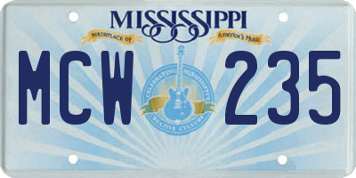 MS license plate MCW235
