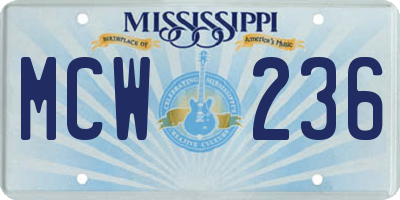 MS license plate MCW236