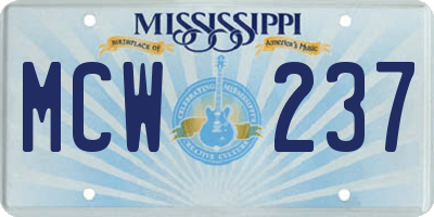 MS license plate MCW237