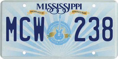 MS license plate MCW238