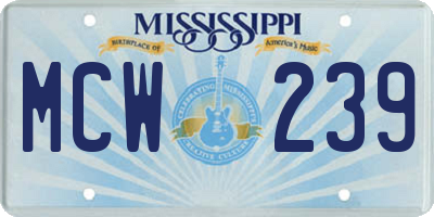 MS license plate MCW239
