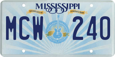 MS license plate MCW240