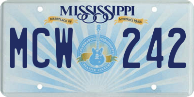 MS license plate MCW242