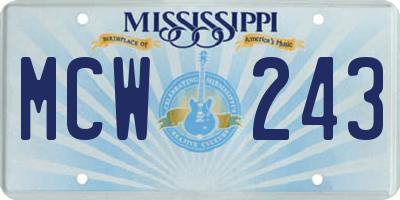 MS license plate MCW243