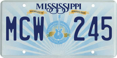 MS license plate MCW245