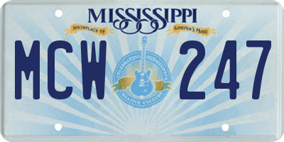 MS license plate MCW247
