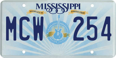 MS license plate MCW254