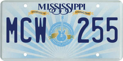 MS license plate MCW255