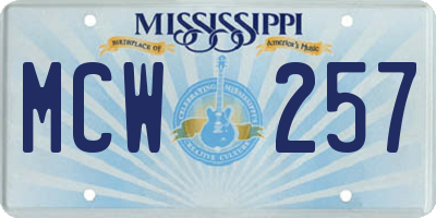 MS license plate MCW257